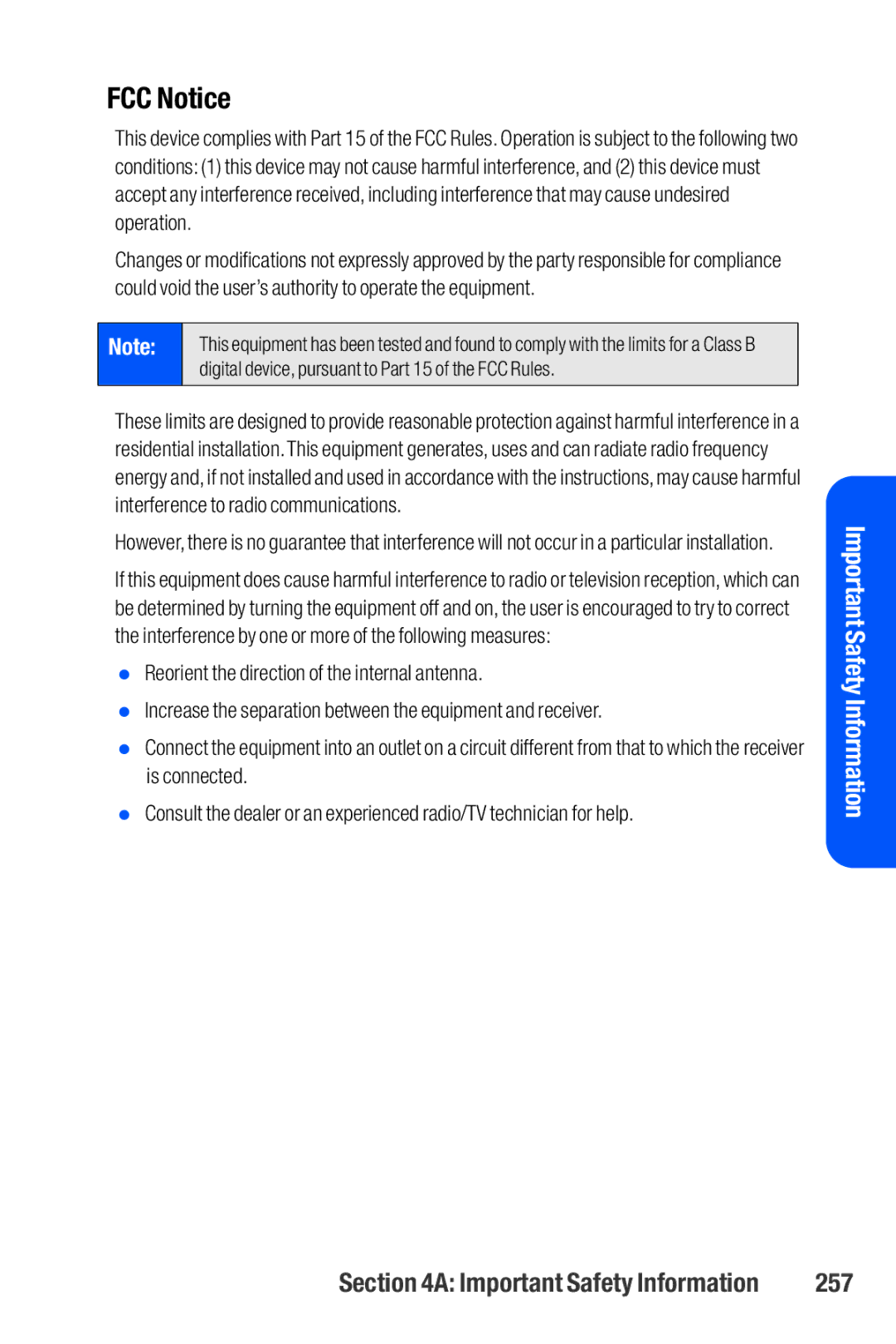 Sanyo M1 manual FCC Notice, 257 