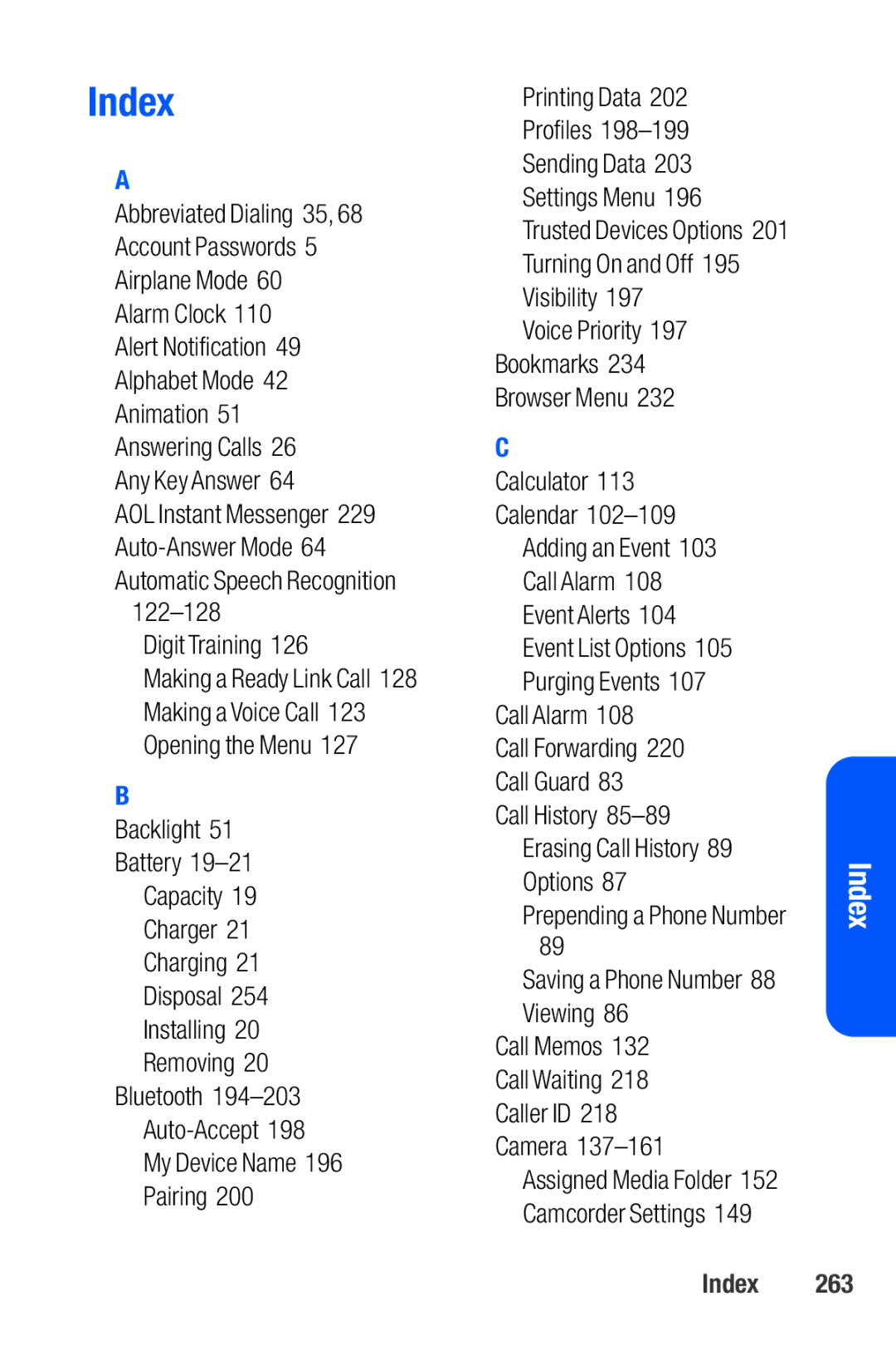 Sanyo M1 manual Index 