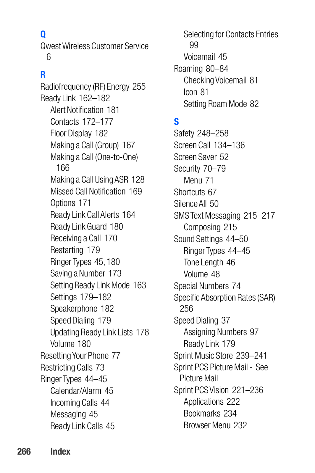 Sanyo M1 manual Index 