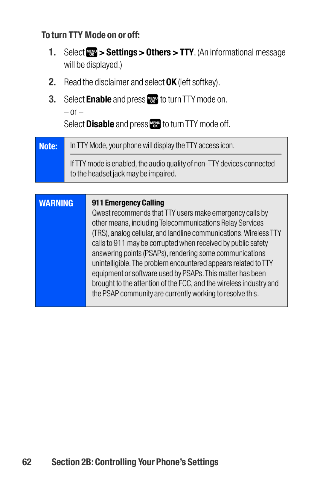 Sanyo M1 manual To turn TTY Mode on or off, TTY Mode, your phone will display the TTY access icon 