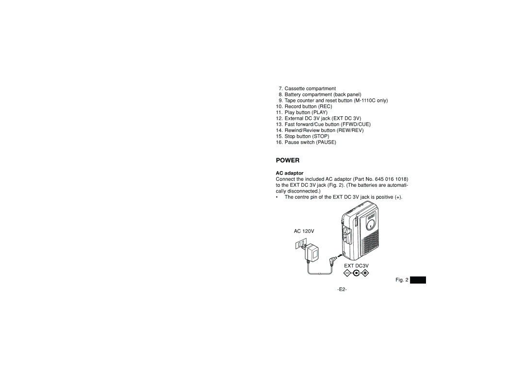 Sanyo M1110C, M1060C instruction manual Power, AC adaptor 