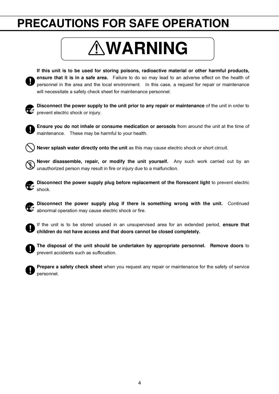 Sanyo MBR-1404GR instruction manual Prevent electric shock or injury 