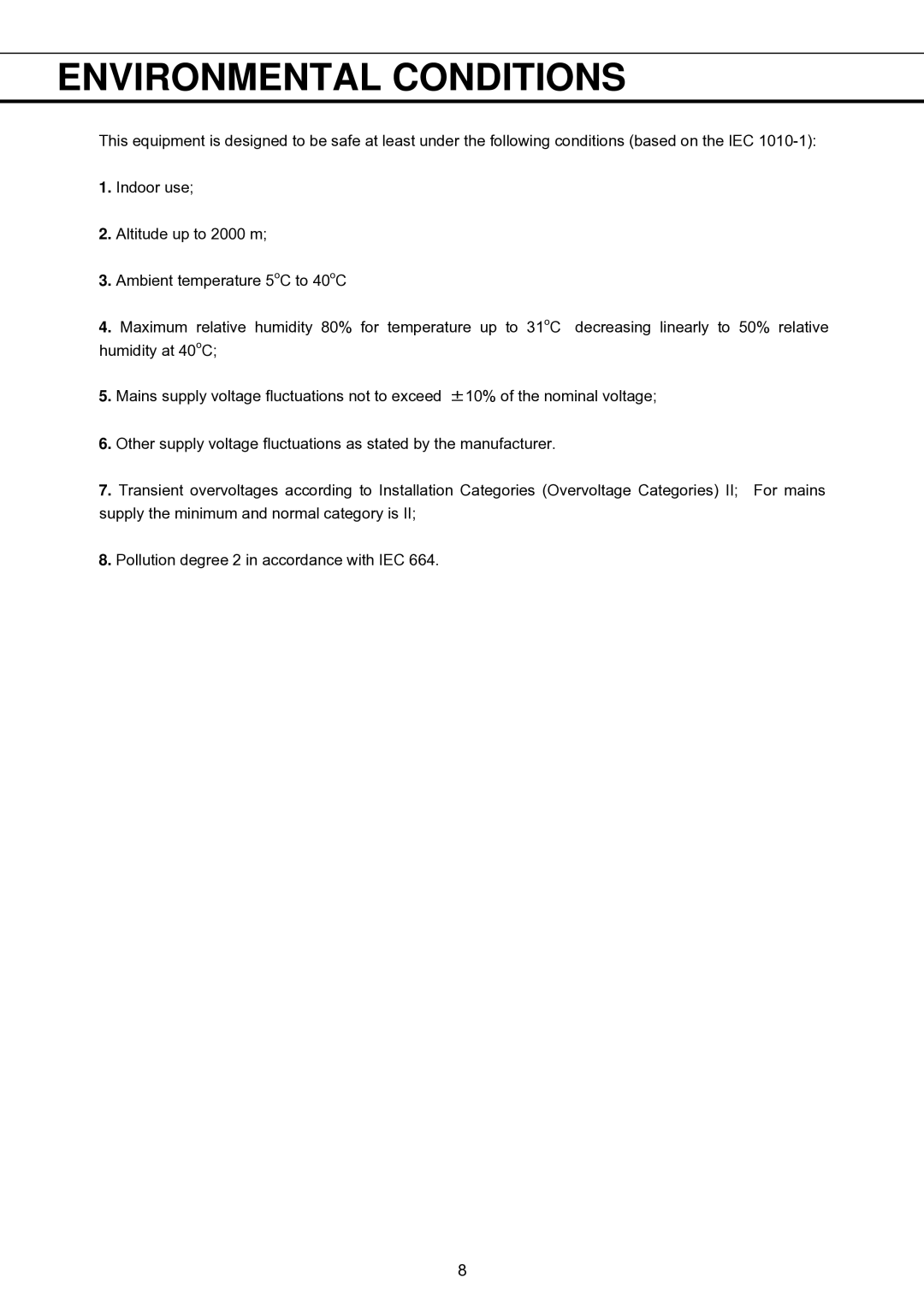 Sanyo MBR-1404GR instruction manual Environmental Conditions 