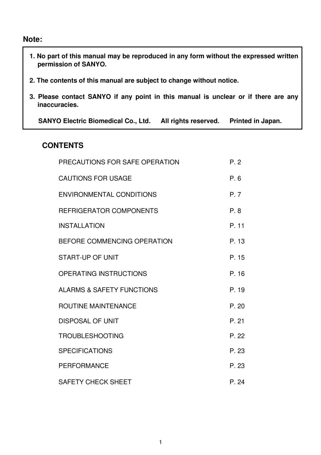 Sanyo MBR-304DR instruction manual Contents 