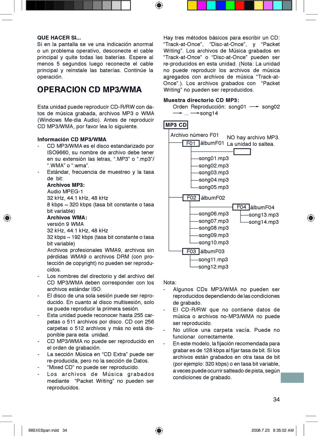 Sanyo MCD-UB685M instruction manual Operacion CD MP3/WMA, QUE Hacer SI 