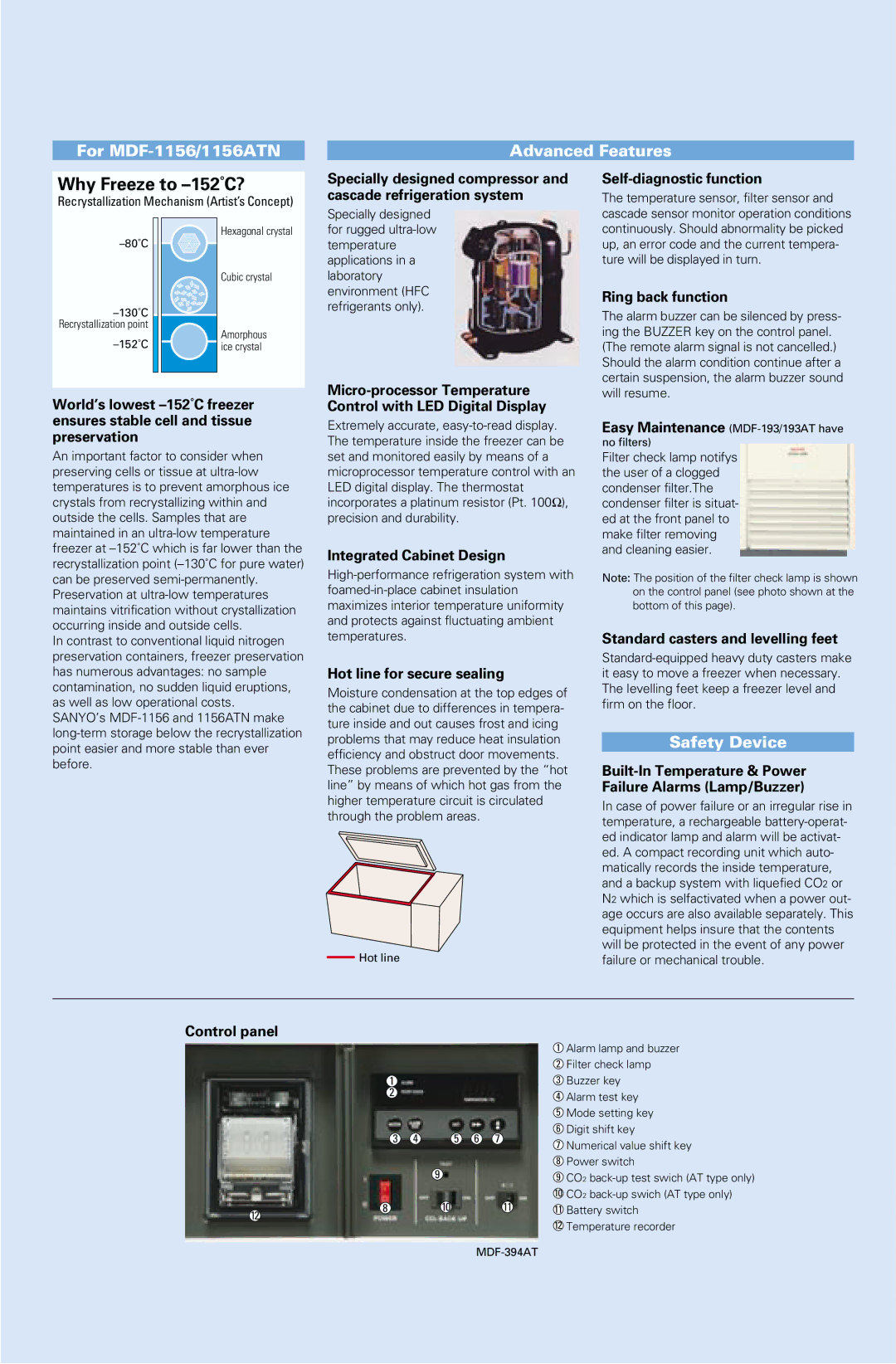 Sanyo MDF-1156ATN manual Why Freeze to -152˚C?, MDF-394AT 