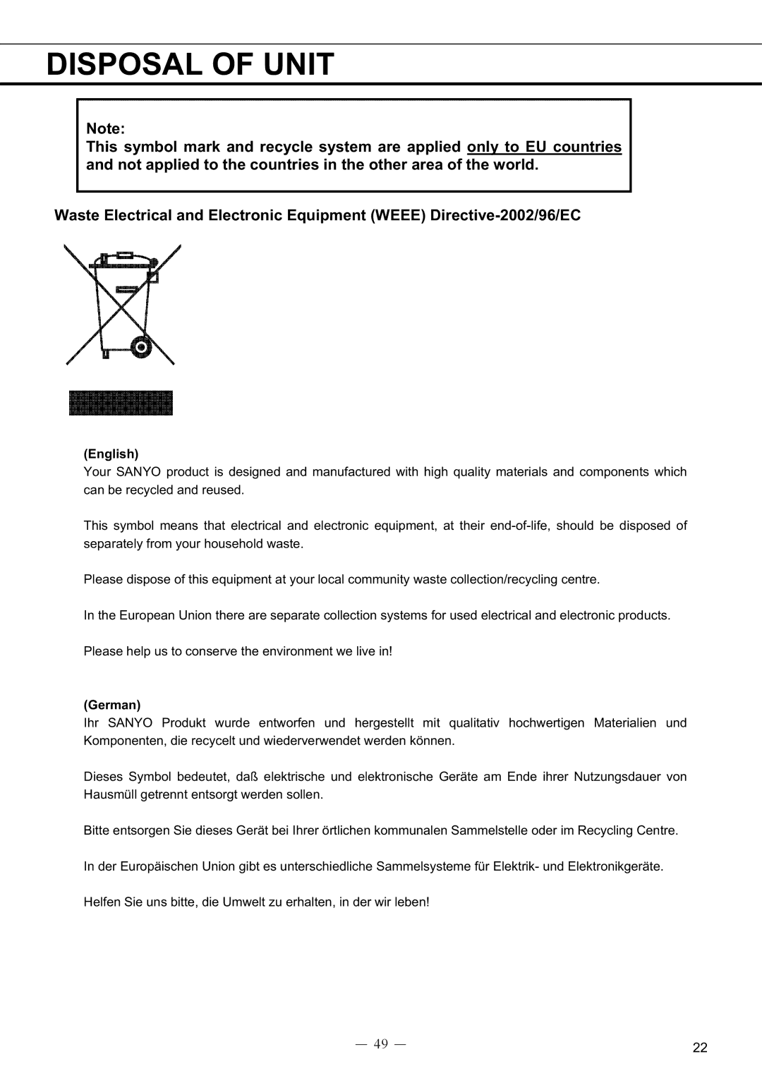 Sanyo MDF-594C instruction manual English, German 