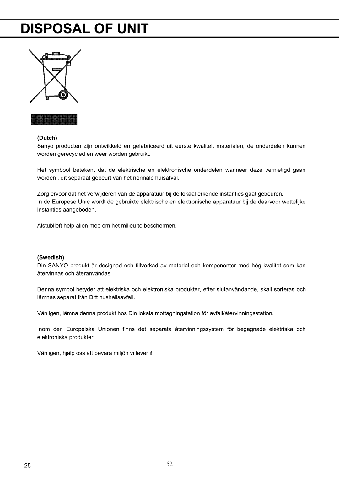 Sanyo MDF-594C instruction manual Dutch, Swedish 