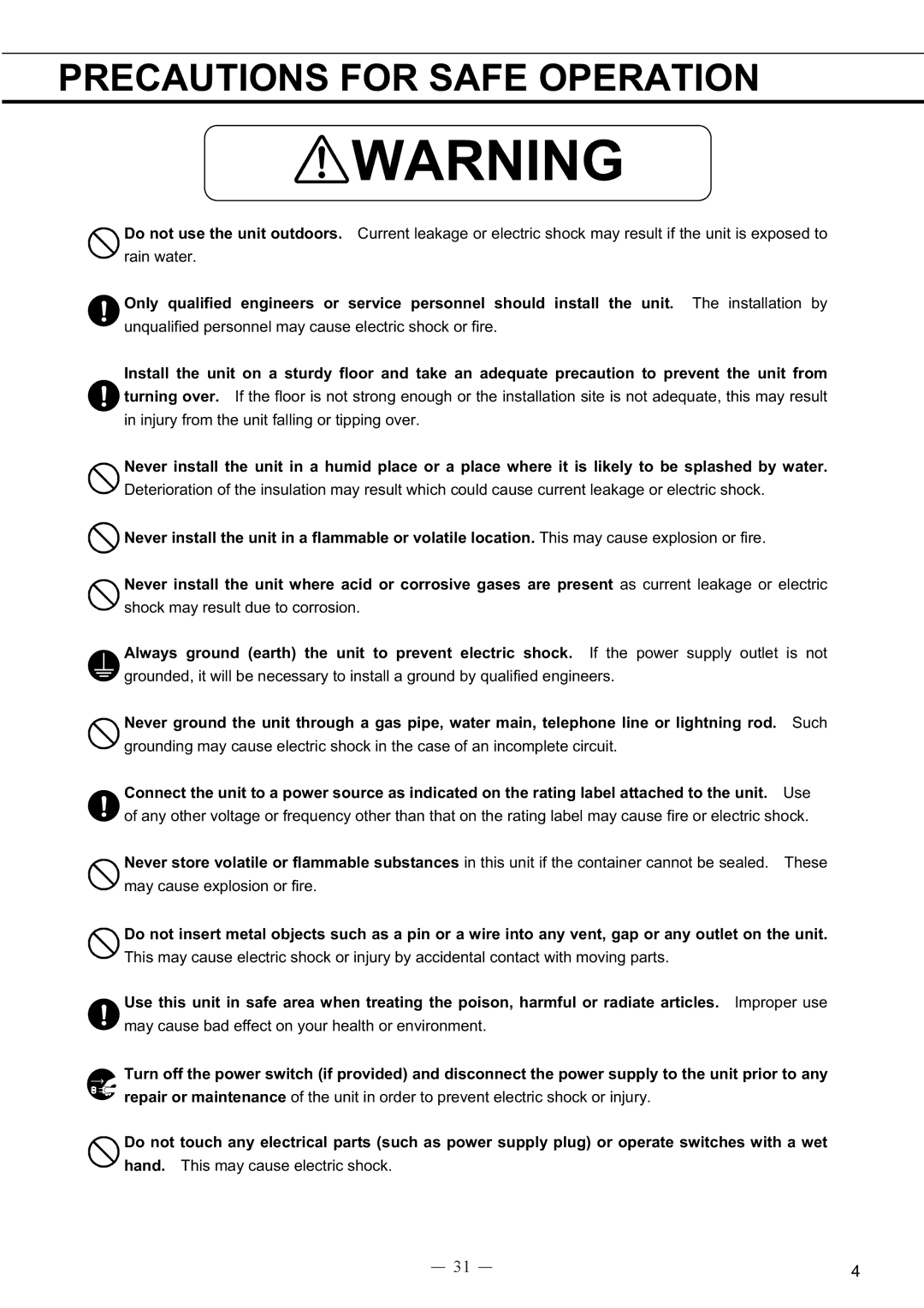 Sanyo MDF-594C instruction manual Unqualified personnel may cause electric shock or fire 