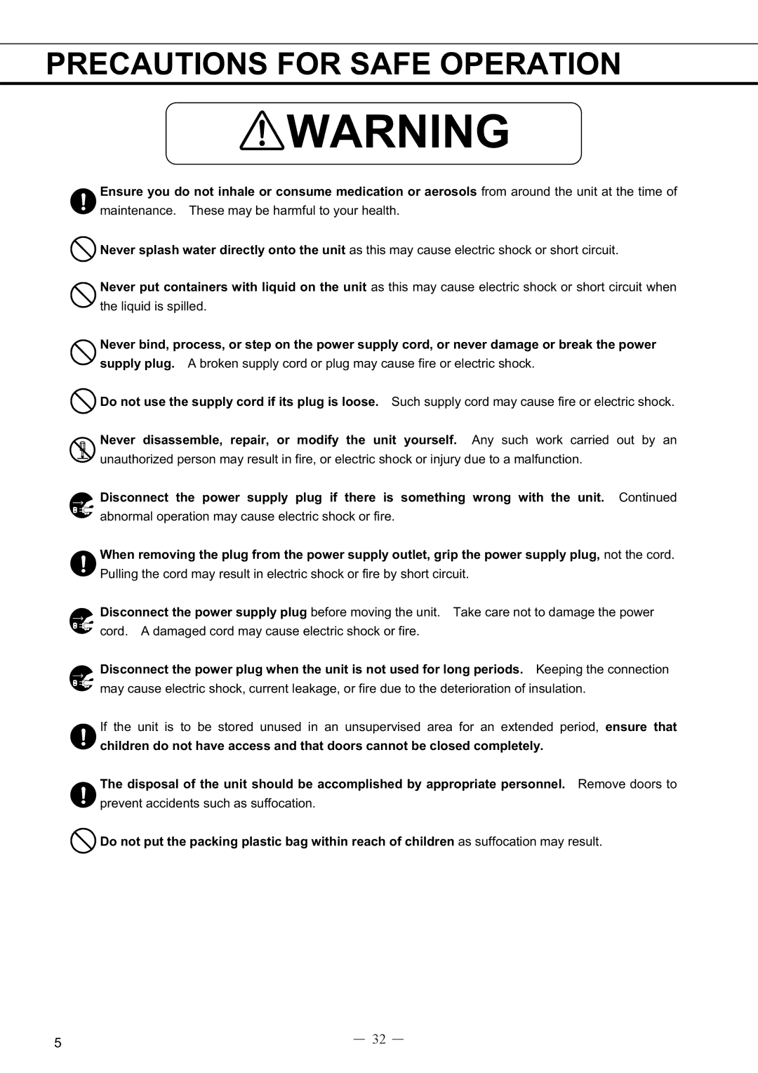 Sanyo MDF-594C instruction manual Abnormal operation may cause electric shock or fire 