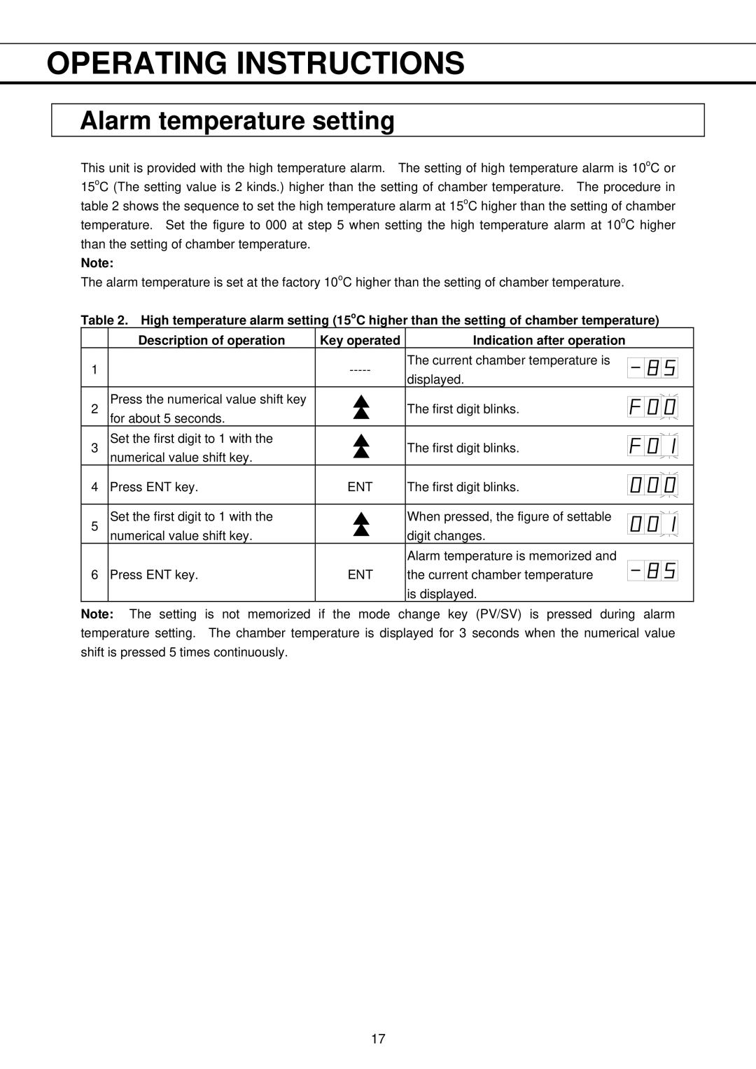 Sanyo MDF-593AT, MDF-793AT instruction manual Alarm temperature setting 