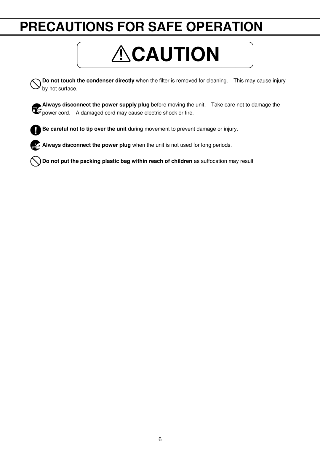 Sanyo MDF-793AT, MDF-593AT instruction manual Precautions for Safe Operation 