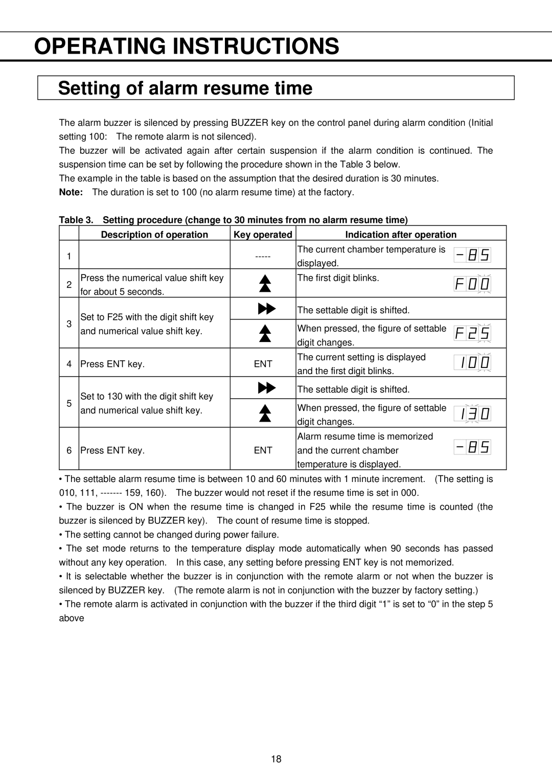 Sanyo MDF-593C, MDF-793C instruction manual Setting of alarm resume time 