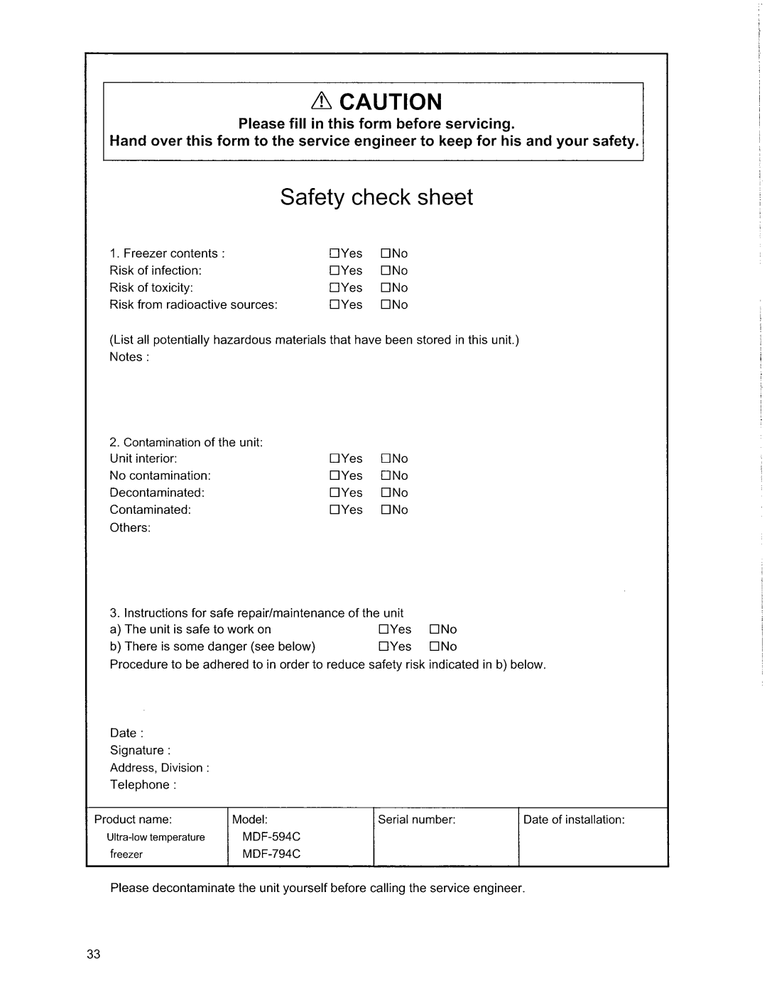 Sanyo MDF-794C, MDF-594C manual 