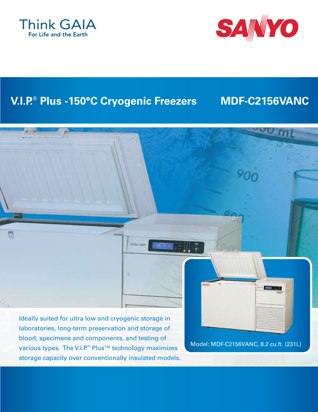 Sanyo MDF-C2156VANC manual P. Plus -150C Cryogenic Freezers 