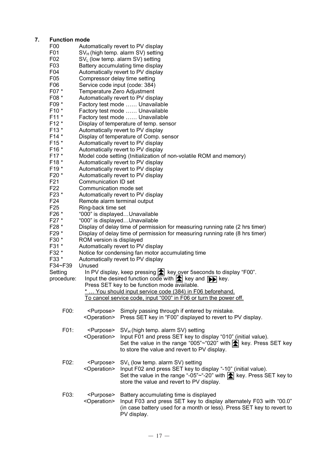 Sanyo MDF-C8V service manual Function mode 