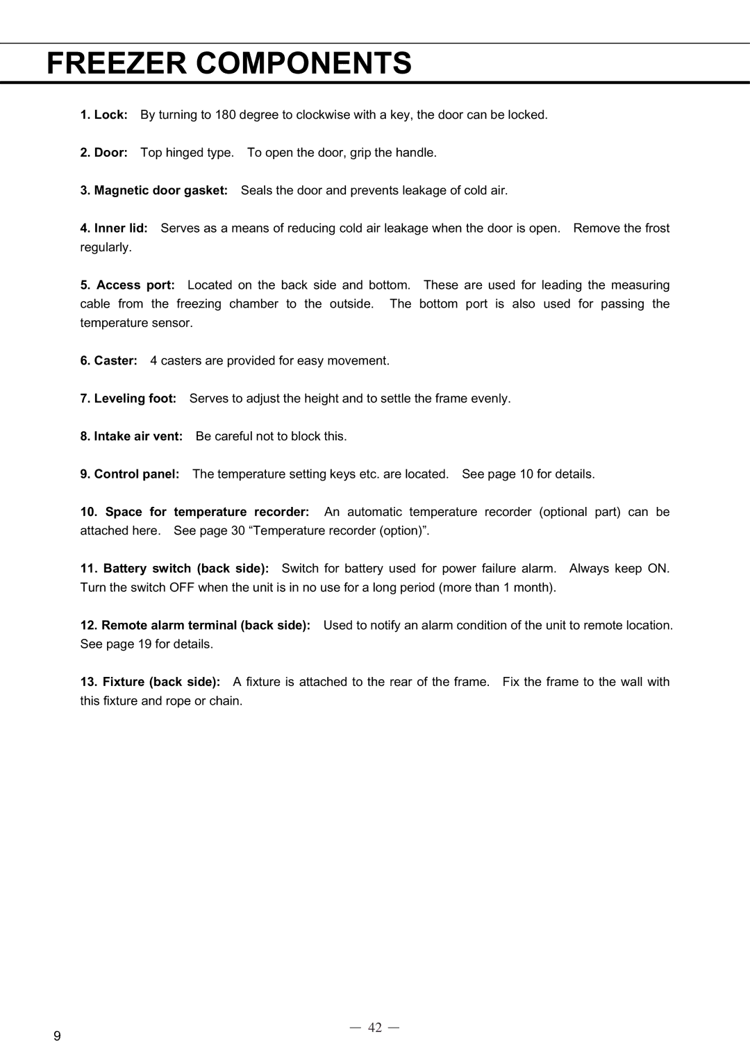 Sanyo MDF-C8V service manual Freezer Components 