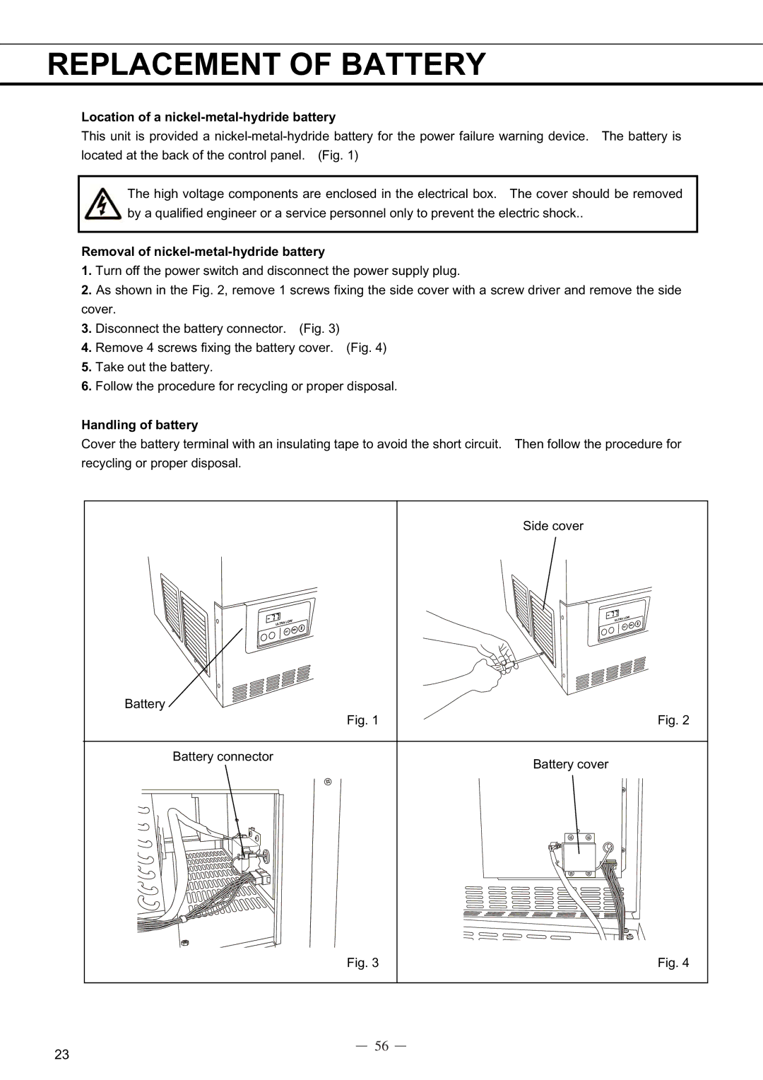 Sanyo MDF-C8V Replacement of Battery, Location of a nickel-metal-hydride battery, Removal of nickel-metal-hydride battery 