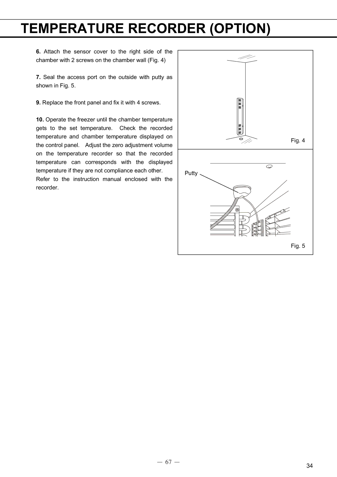 Sanyo MDF-C8V service manual Temperature Recorder Option 