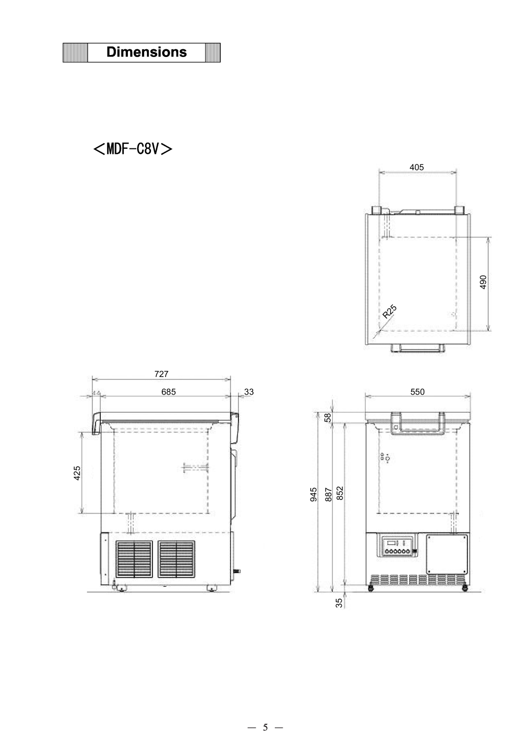 Sanyo MDF-C8V service manual Dimensions, %8 