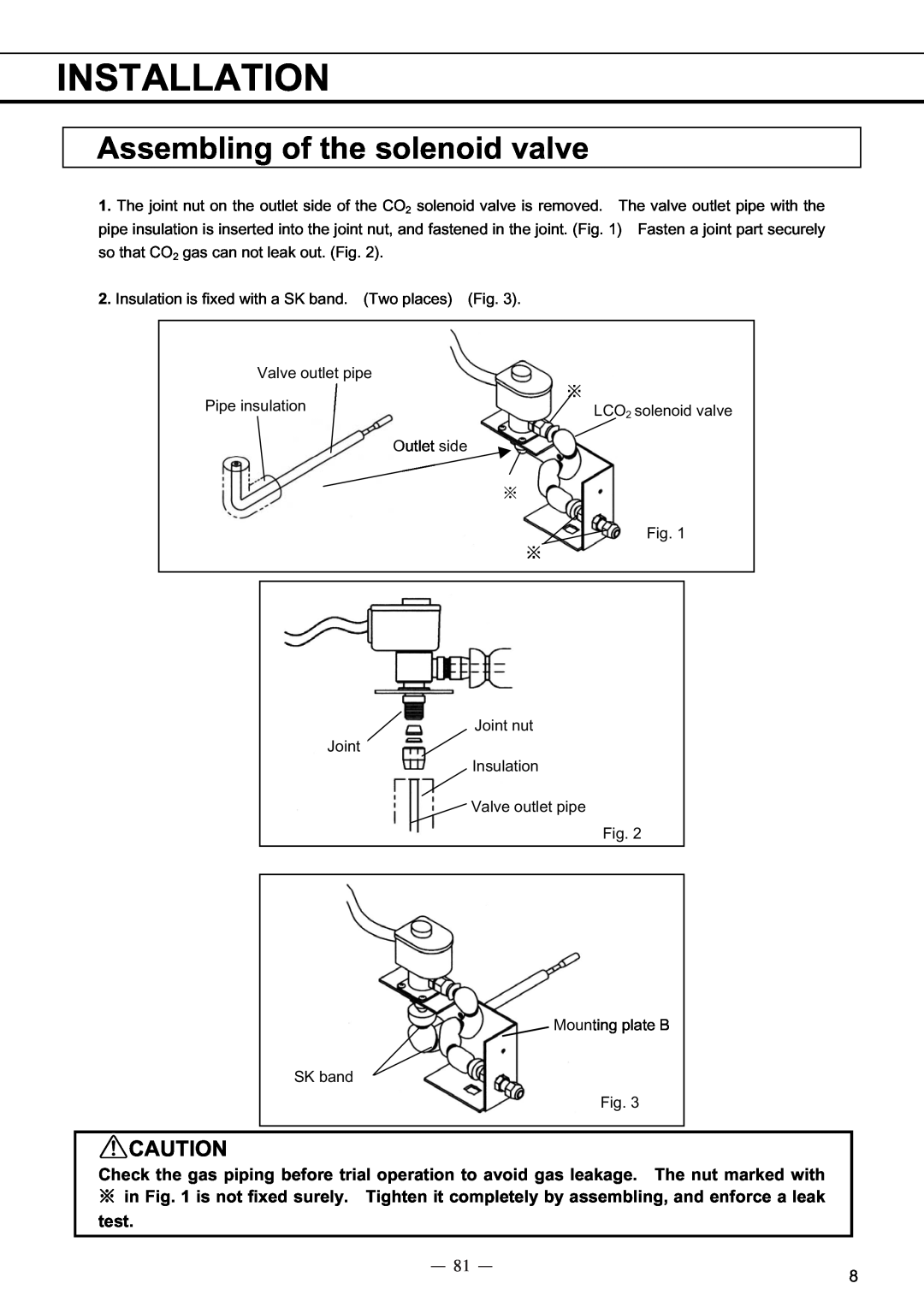 Sanyo MDF-C8V service manual Assembling of the solenoid valve, Installation 