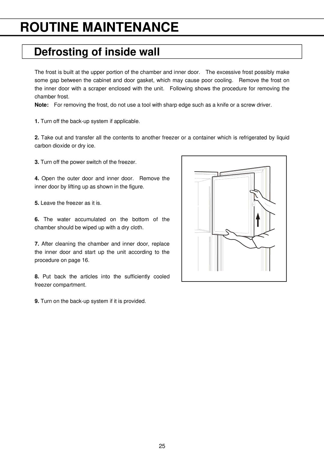 Sanyo MDF-U32V instruction manual Defrosting of inside wall 