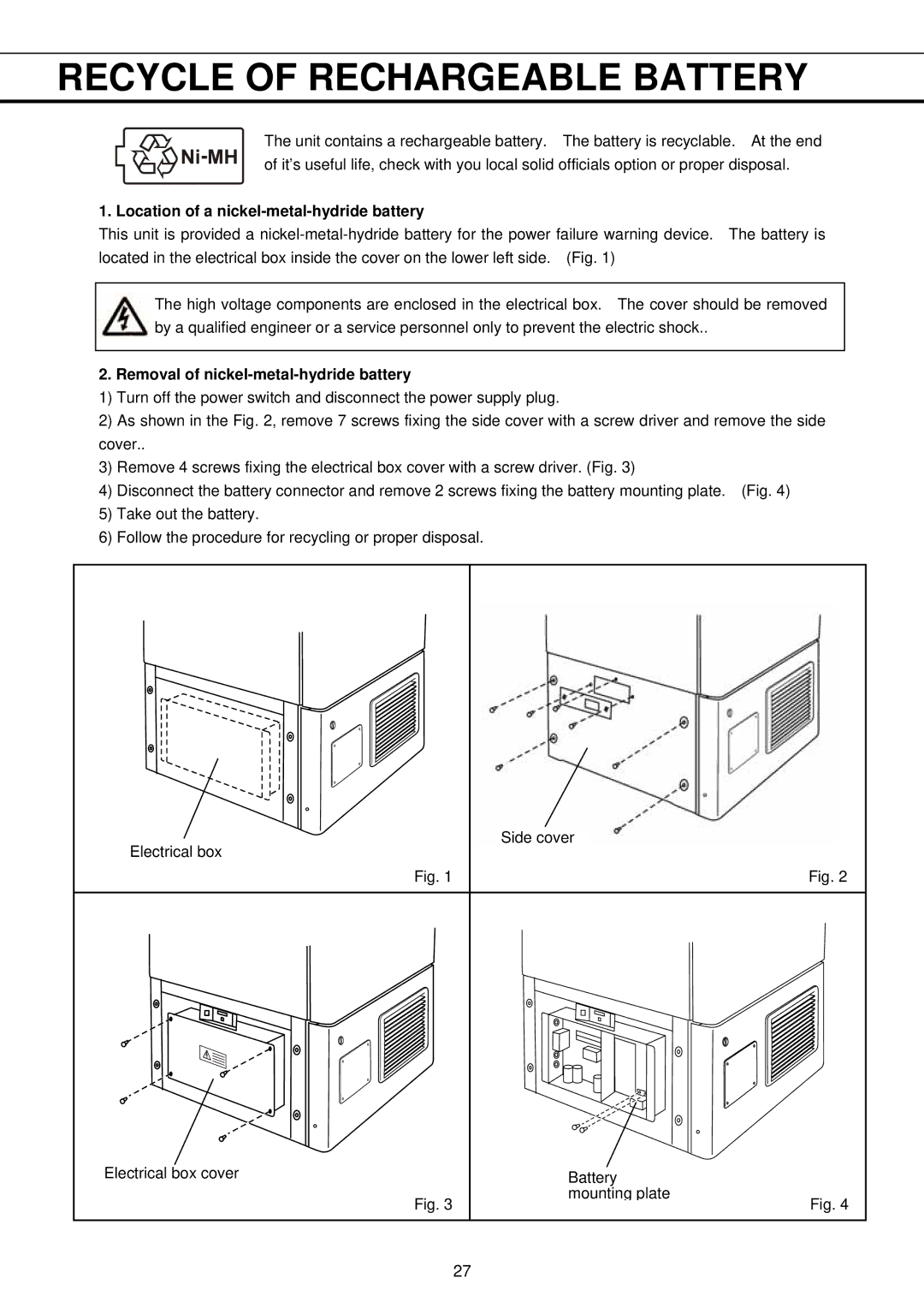 Sanyo MDF-U32V instruction manual Recycle of Rechargeable Battery, Location of a nickel-metal-hydride battery 