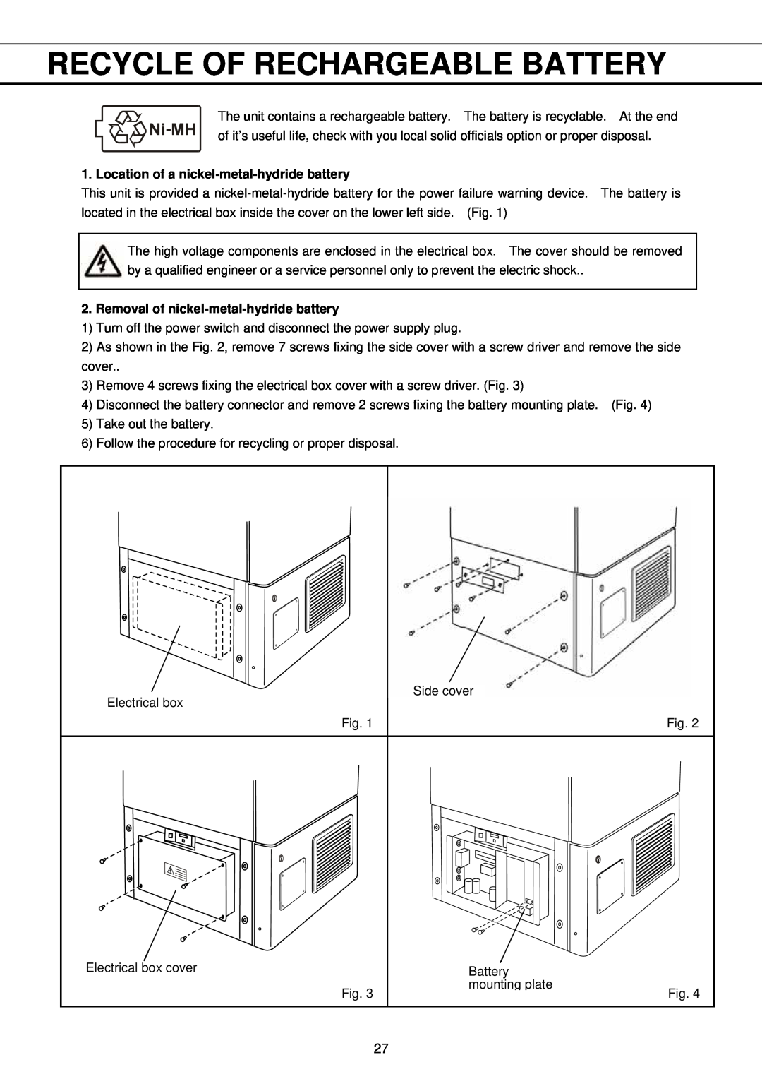 Sanyo MDF-U32V instruction manual Recycle Of Rechargeable Battery, Location of a nickel-metal-hydride battery 