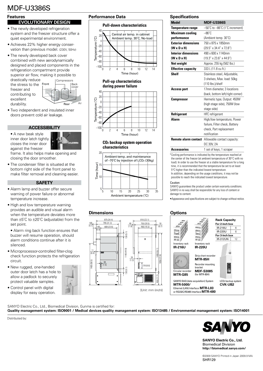 Sanyo MDF-U3386S manual Accessibility, Safety 