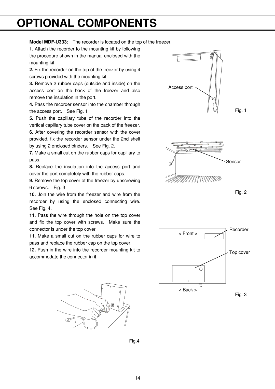 Sanyo MDF-U333, MDF-U537 instruction manual Optional Components 