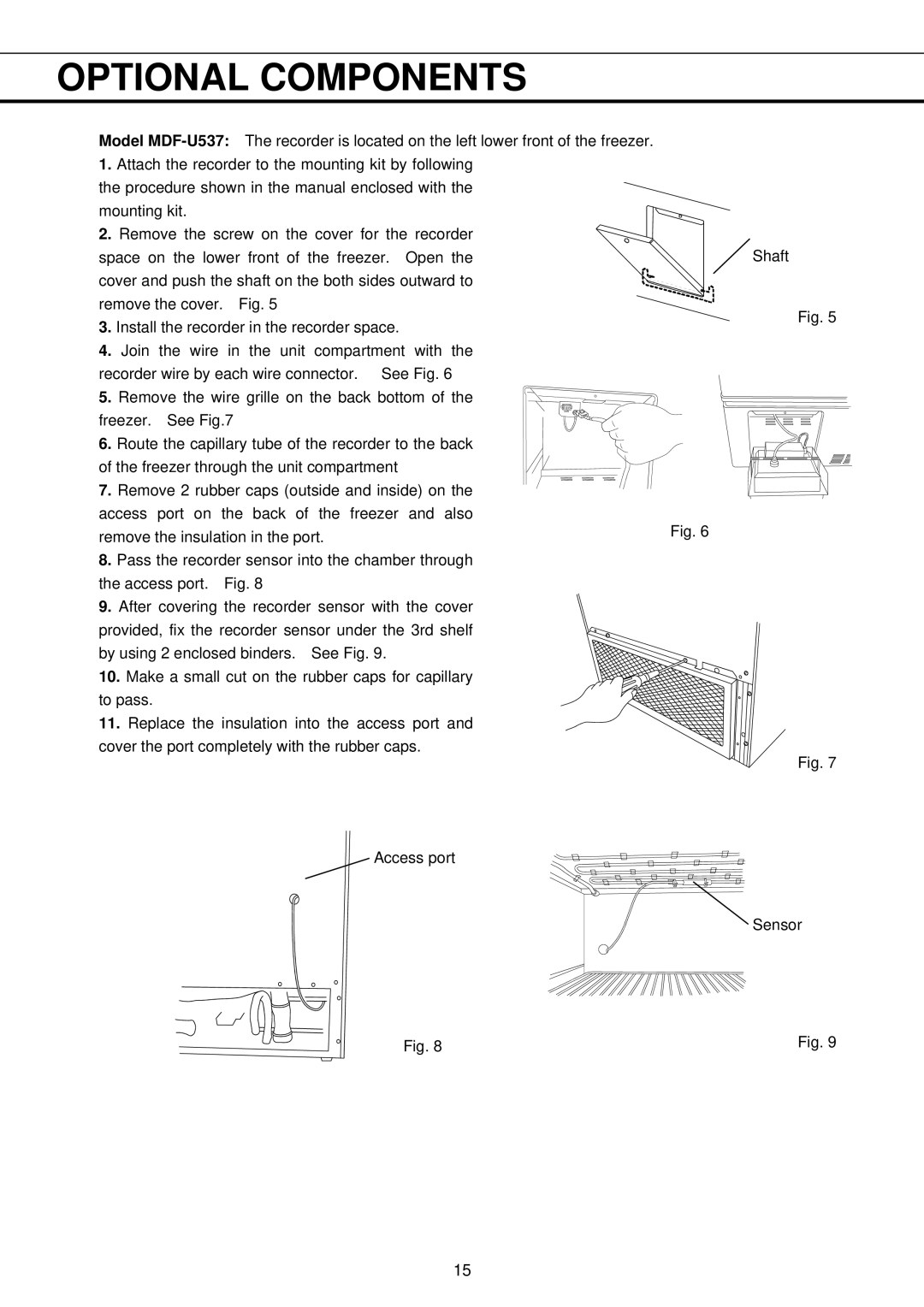 Sanyo MDF-U537, MDF-U333 instruction manual Optional Components 