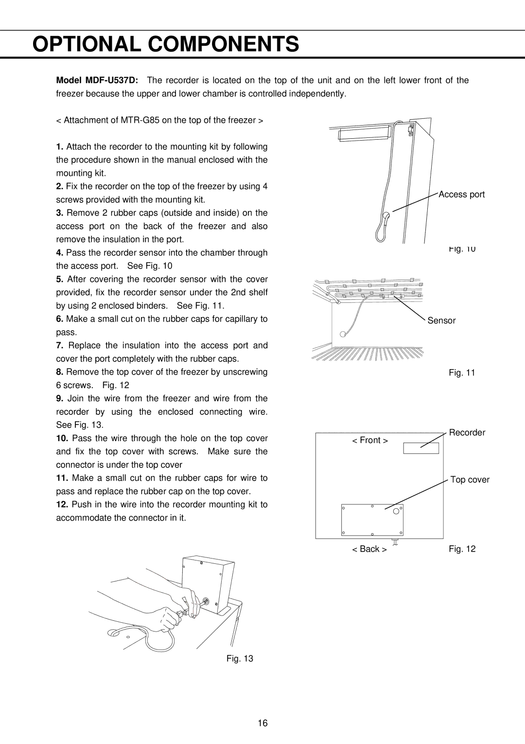 Sanyo MDF-U333, MDF-U537 instruction manual Optional Components 