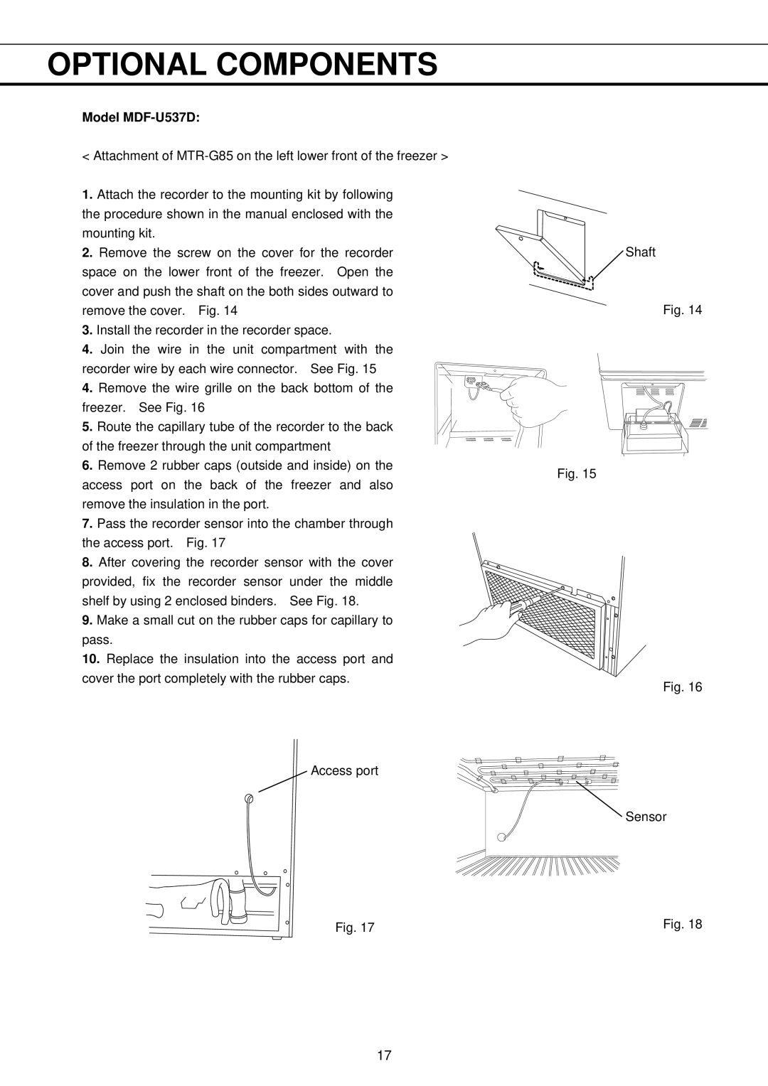 Sanyo MDF-U333 instruction manual Model MDF-U537D 