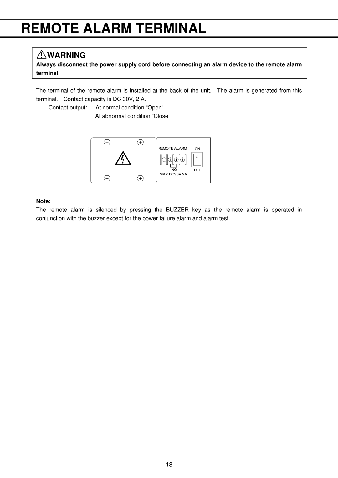 Sanyo MDF-U333, MDF-U537 instruction manual Remote Alarm Terminal 