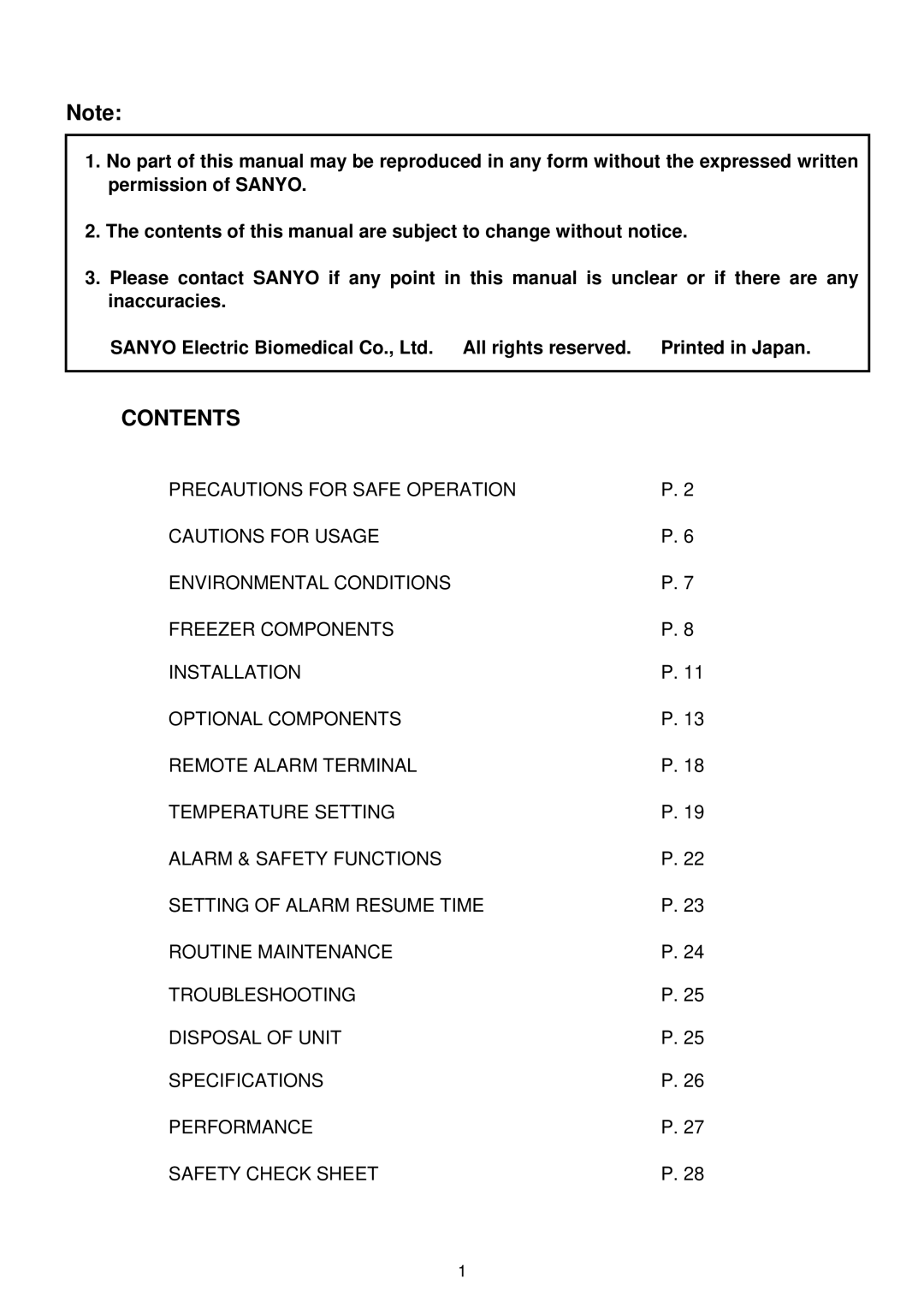 Sanyo MDF-U537, MDF-U333 instruction manual Contents 