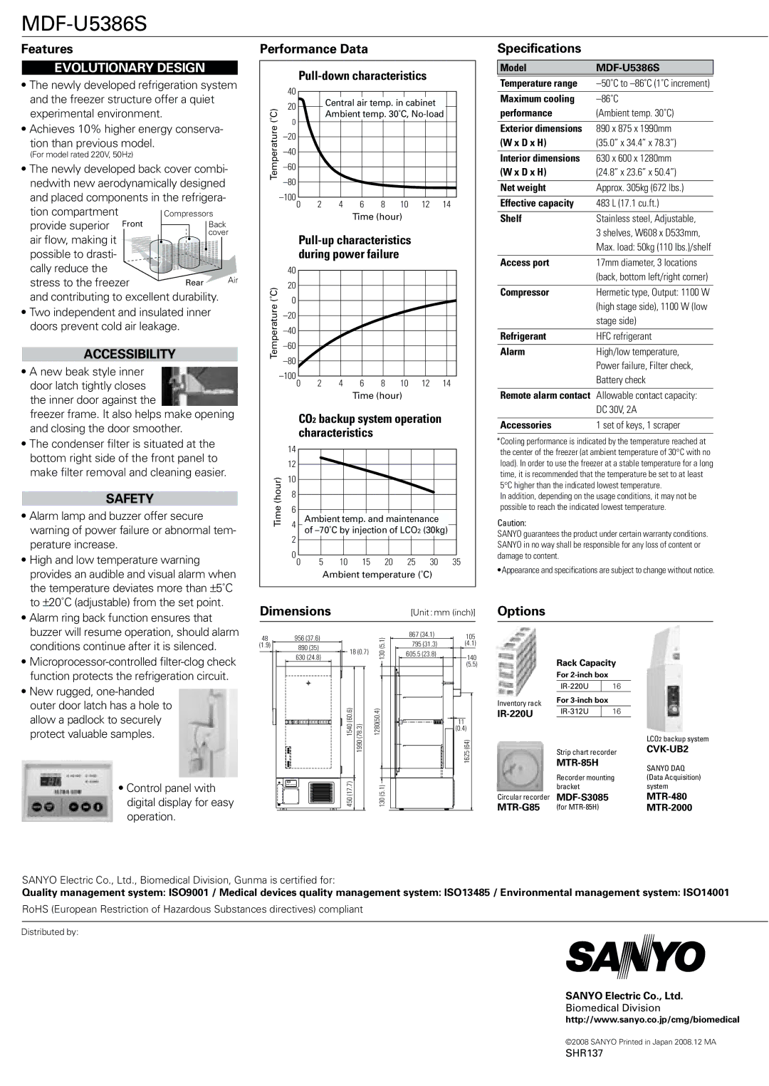 Sanyo MDF-U5386S manual Accessibility, Safety 