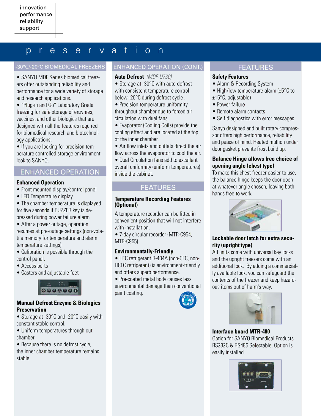 Sanyo MDF-U537D, MDF-U730M, MDF-236, MDF-136, MDF-436 manual Enhanced Operation, Features 