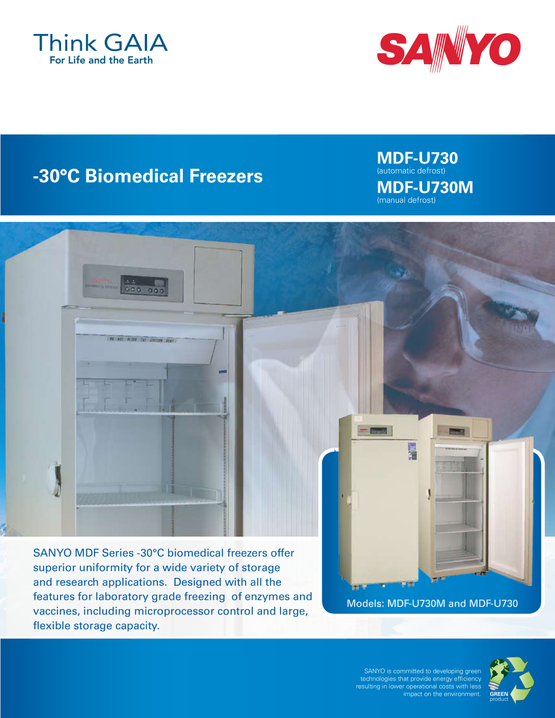 Sanyo MDF-U730 manual 30C Biomedical Freezers 