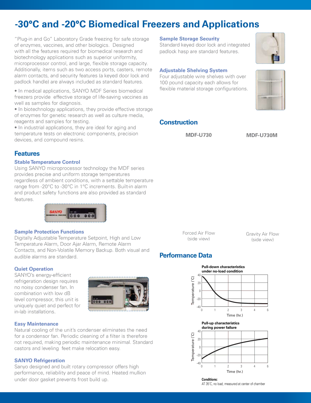 Sanyo MDF-U730 manual 30C and -20C Biomedical Freezers and Applications 