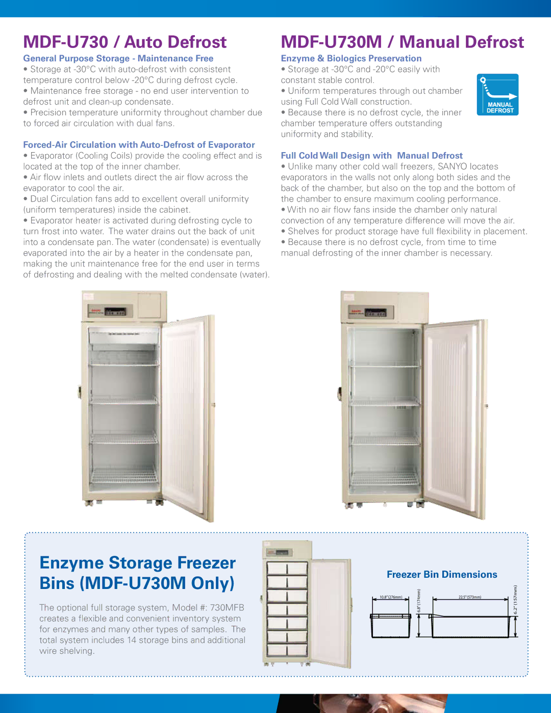 Sanyo manual Enzyme Storage Freezer Bins MDF-U730M Only, General Purpose Storage Maintenance Free 