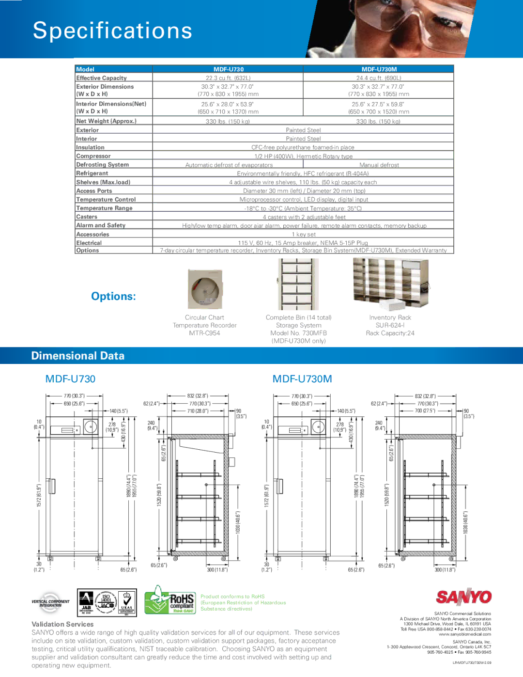 Sanyo MDF-U730 manual Specifications 