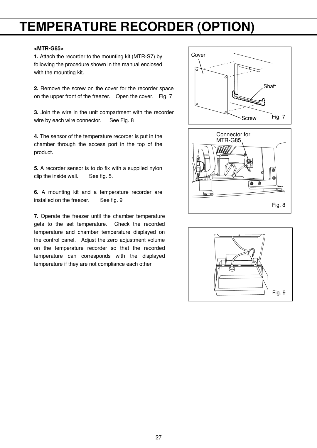 Sanyo MDF-U730M instruction manual MTR-G85 