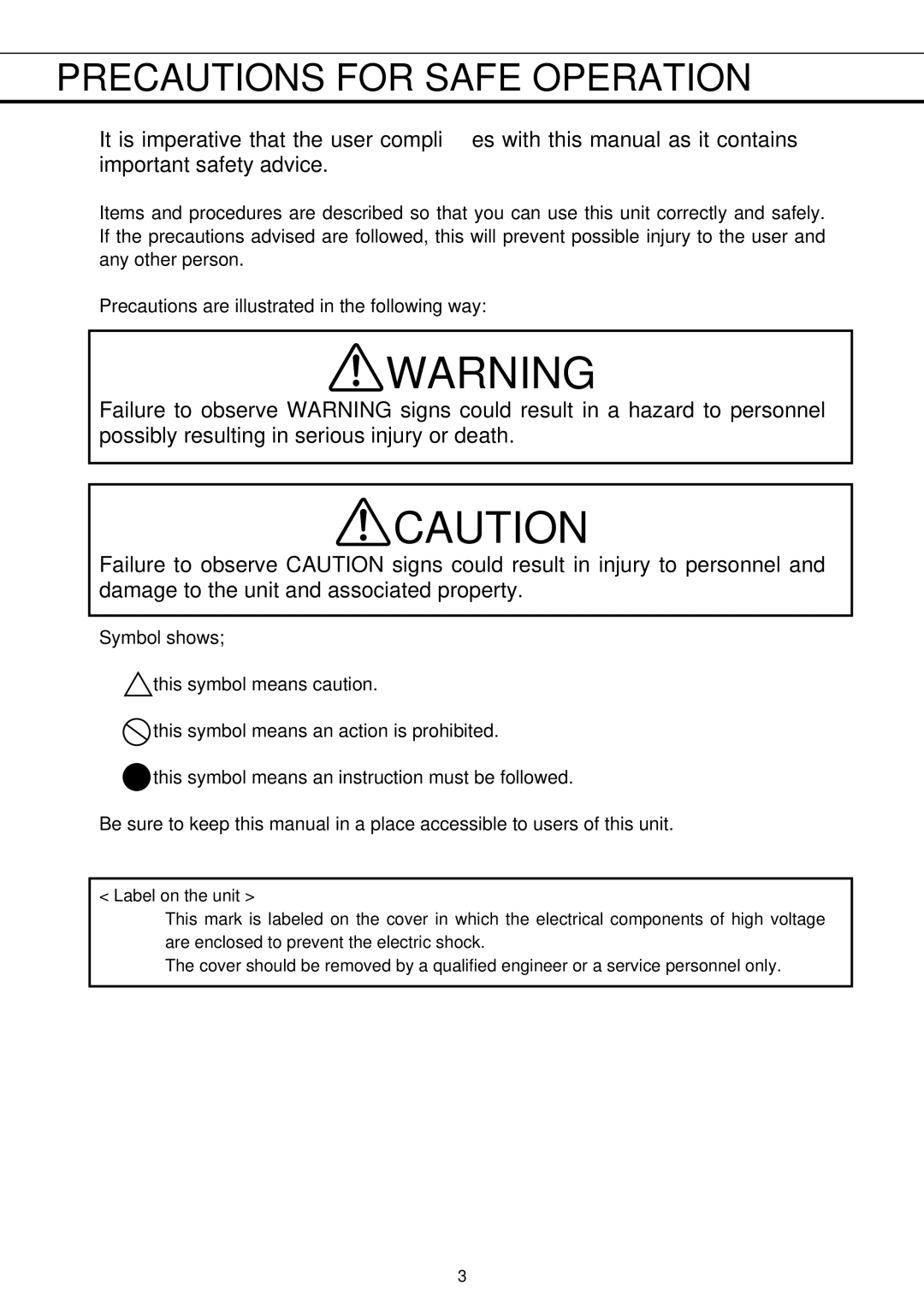 Sanyo MDF-U730M instruction manual Precautions for Safe Operation 