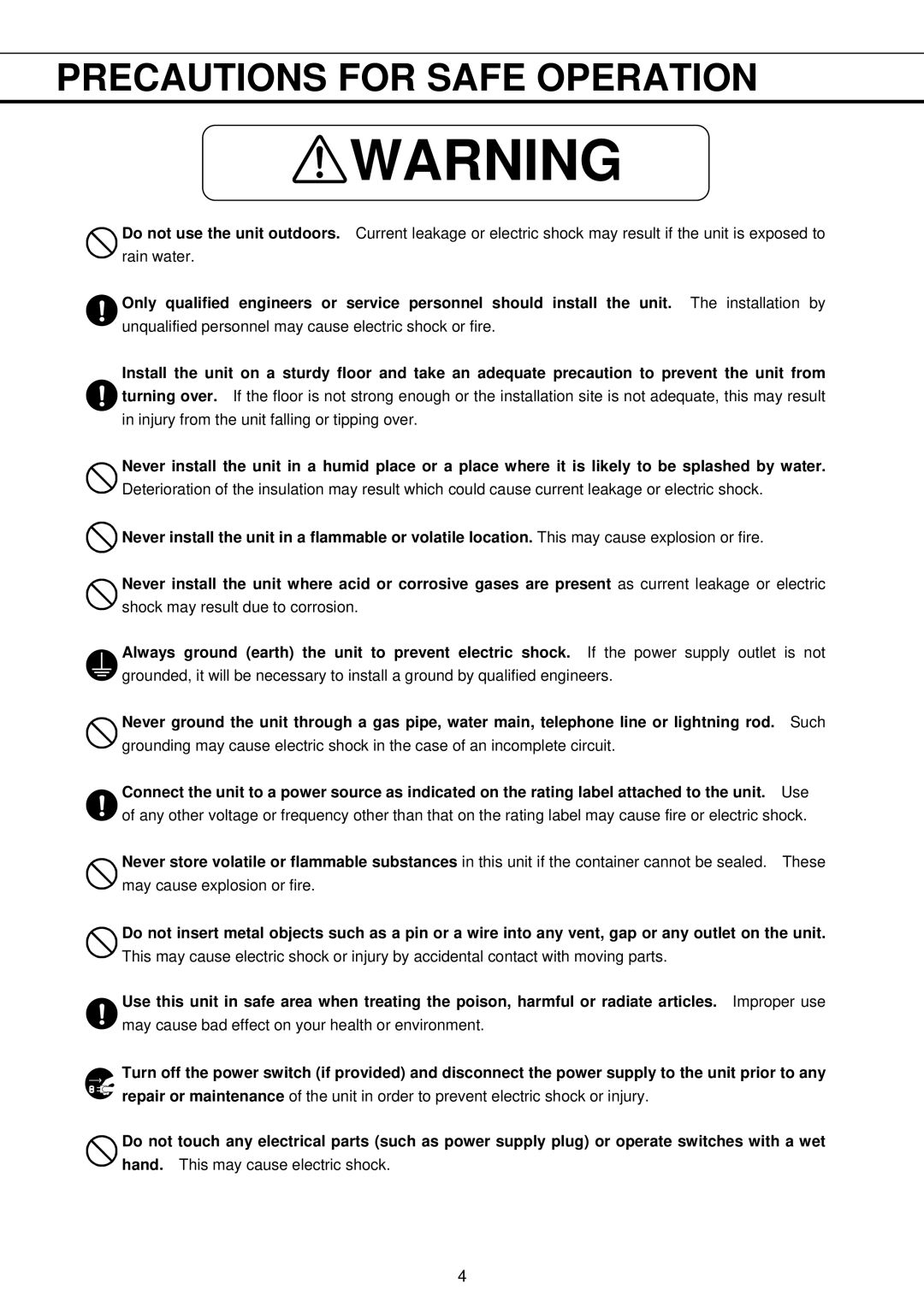 Sanyo MDF-U730M instruction manual Unqualified personnel may cause electric shock or fire 