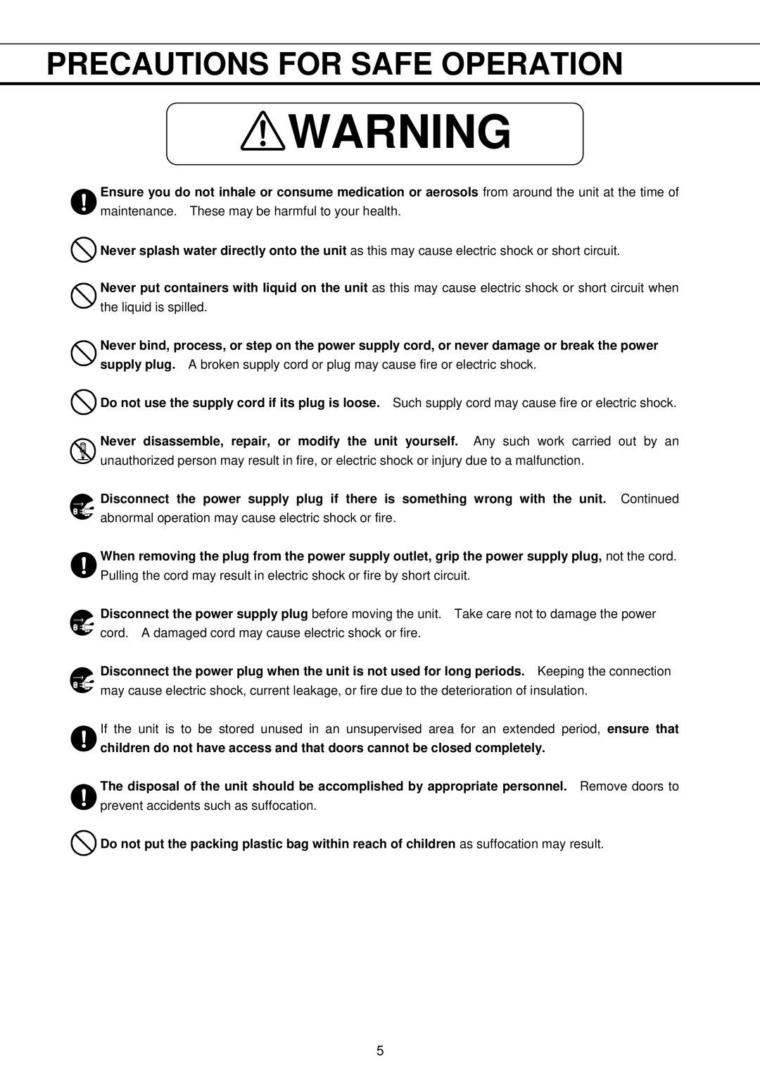 Sanyo MDF-U730M instruction manual Abnormal operation may cause electric shock or fire 