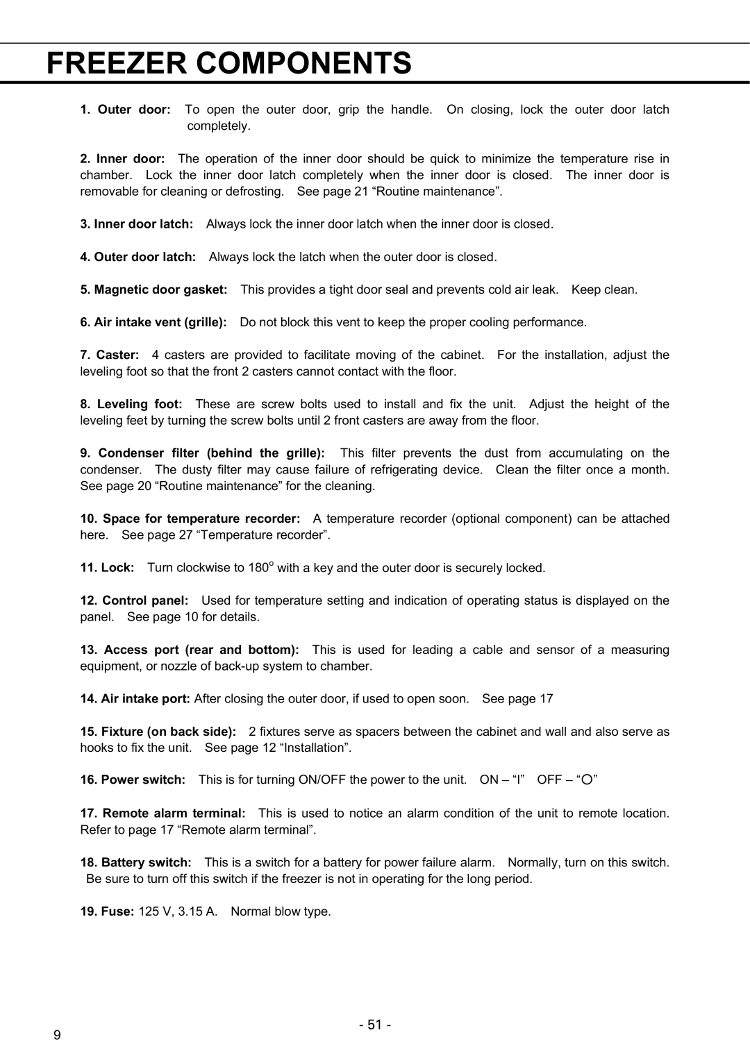 Sanyo MDF-U7486SC, MDF-U5486SC instruction manual Freezer Components 