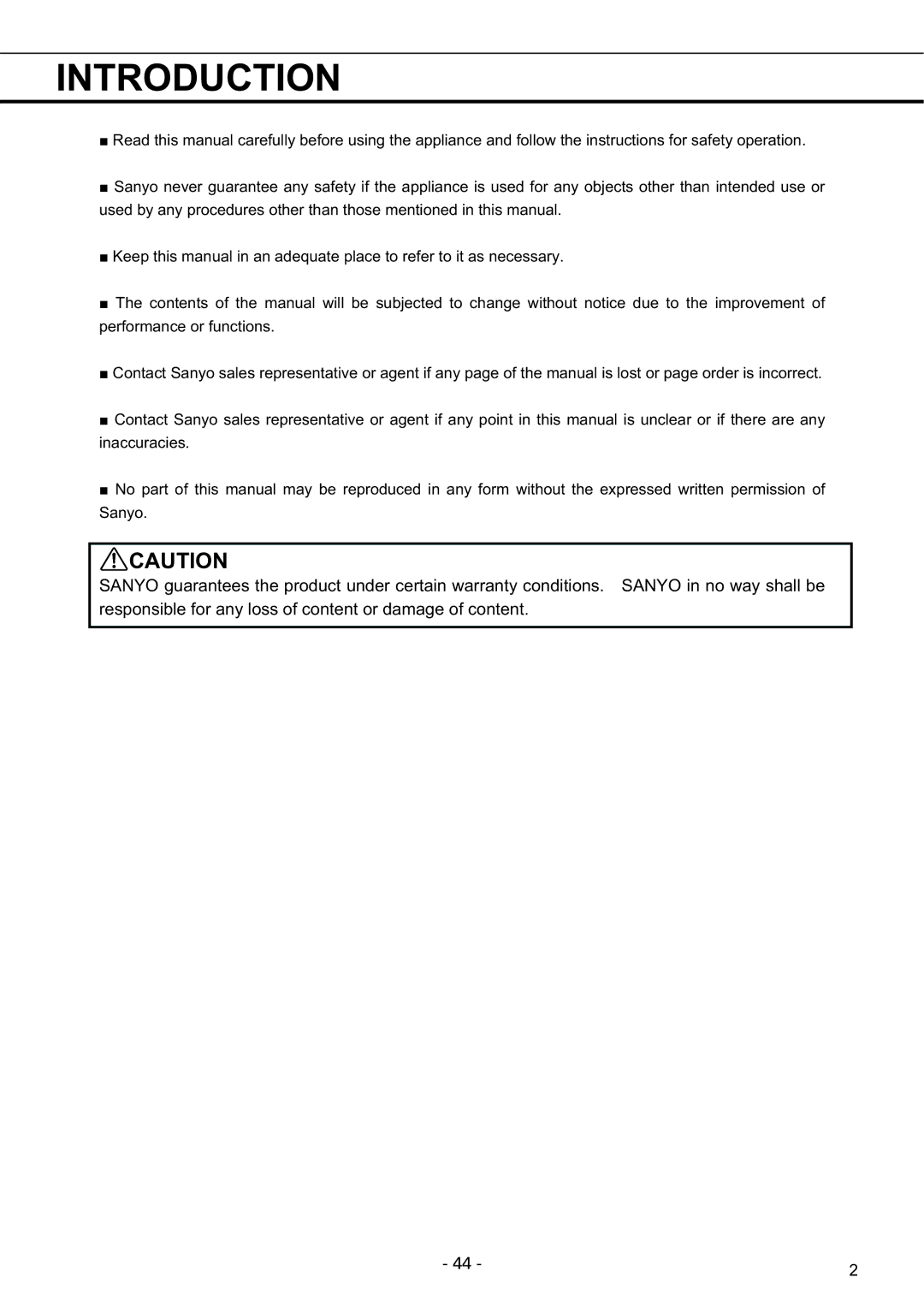 Sanyo MDF-U5486SC, MDF-U7486SC instruction manual Introduction 