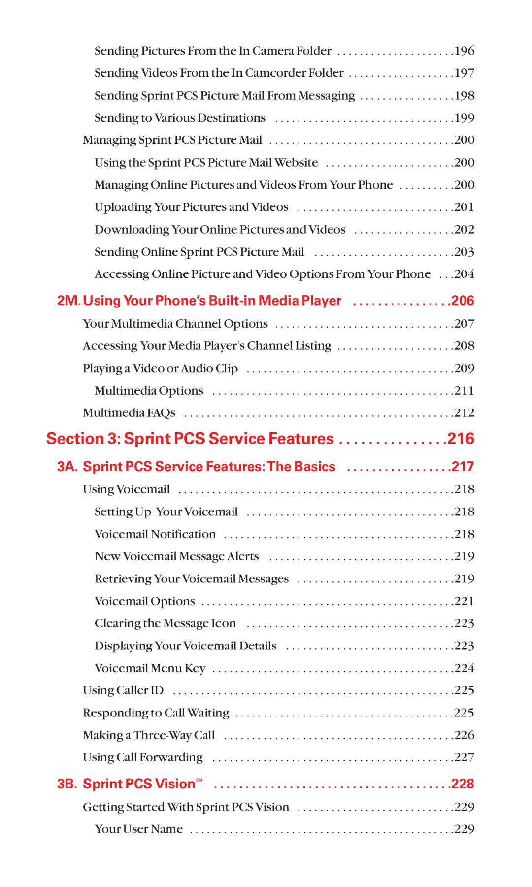 Sanyo MM-5600 manual Sprint PCS Service Features 