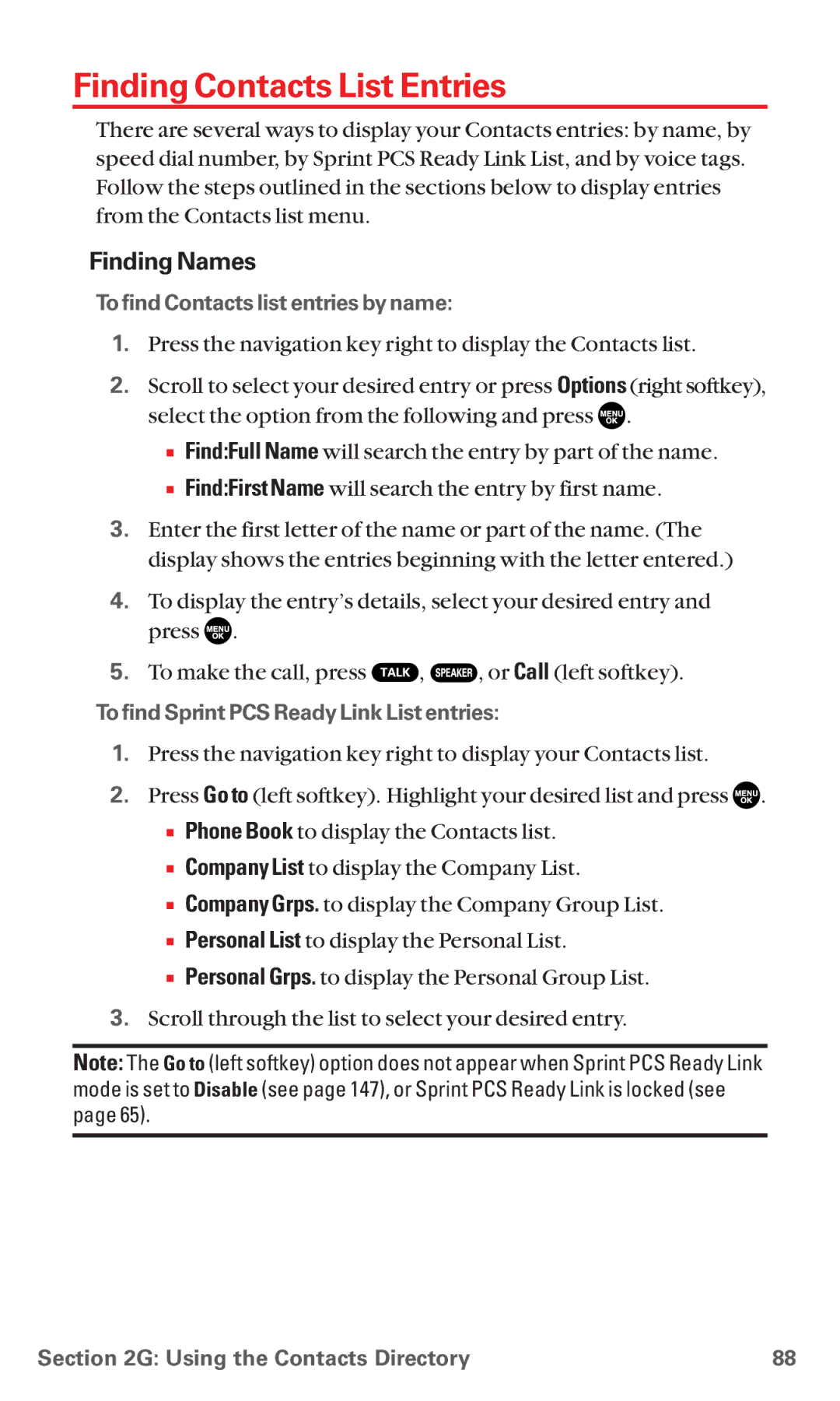 Sanyo MM-5600 manual Finding Contacts List Entries, Finding Names, To find Contacts list entries by name 