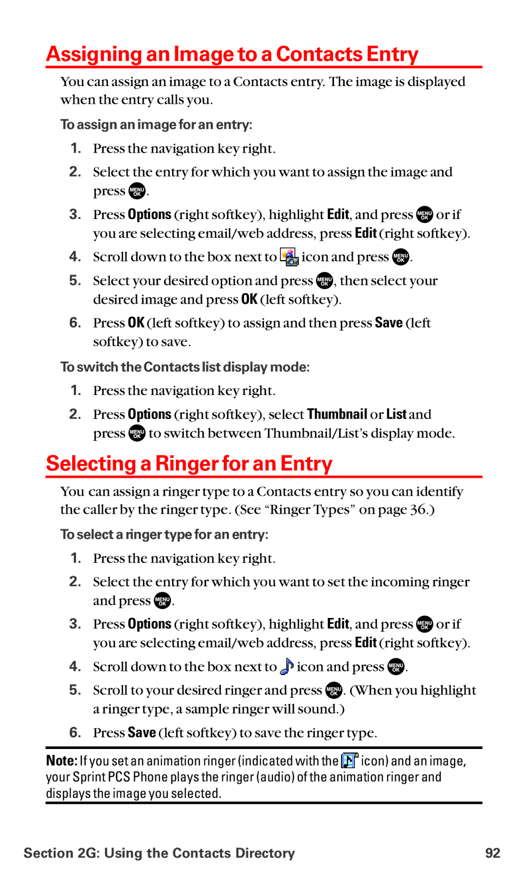 Sanyo MM-5600 Assigning an Image to a Contacts Entry, Selecting a Ringer for an Entry, To assign an image for an entry 